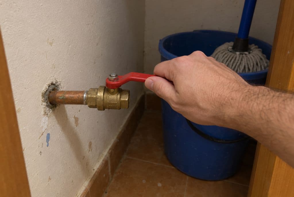 Mano cerrando la llave de paso general de una vivienda